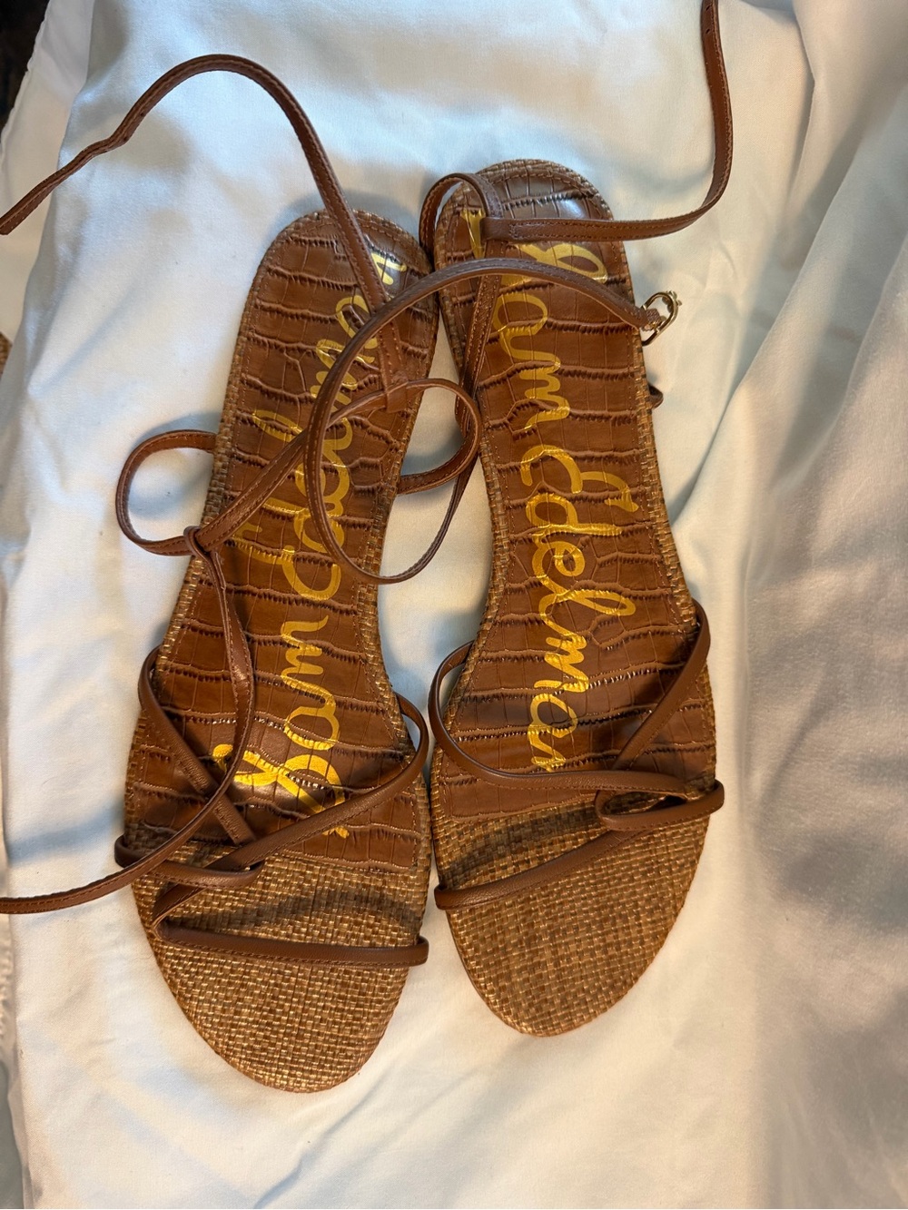Sam Edelman Ellina Cognac Strappy Wrap Sandals